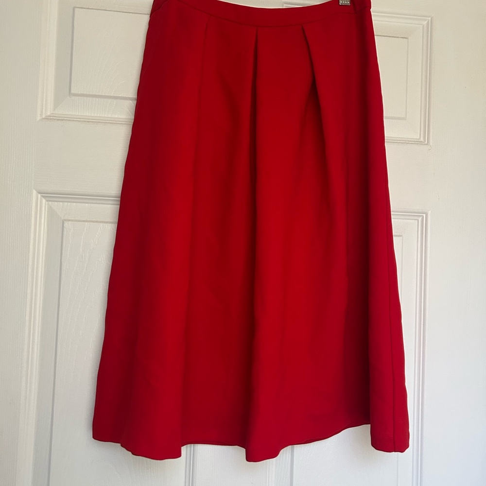 Red A-Line Midi Skirt